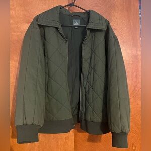 wild fable Quilted Bomber Jacket in Olive